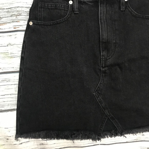 Madewell Denim Mini Skirt Black Jean Cutoff Distressed Hem Women’s Size 27 NEW - Picture 7 of 16
